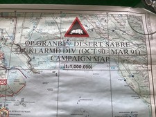 ORIGINAL 1991 BRITISH ARMY MAP: OP GRANBY/DESERT SABRE CAMPAIGN MAP (76x63cm)