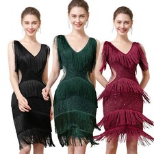 Women Flapper Dress 1920s Fringed Dress Great Gatsby Party Tassel Dress