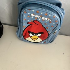 Rovio Angry Birds Logo Canvas Shine Blue Pre School Shoulder Strips Backpack 