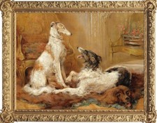 Hand painted Old Master-Art Antique Oil painting Animal dog on canvas 30"X40"
