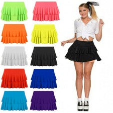Ladies Girls Neon RARA Mini Skirt 80s Dance Club Party Fancy Women Frill Short
