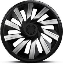 FOR NISSAN MICRA 15" INCH WHEEL TRIMS HUB CAPS SILVER & BLACK TEC 4PC