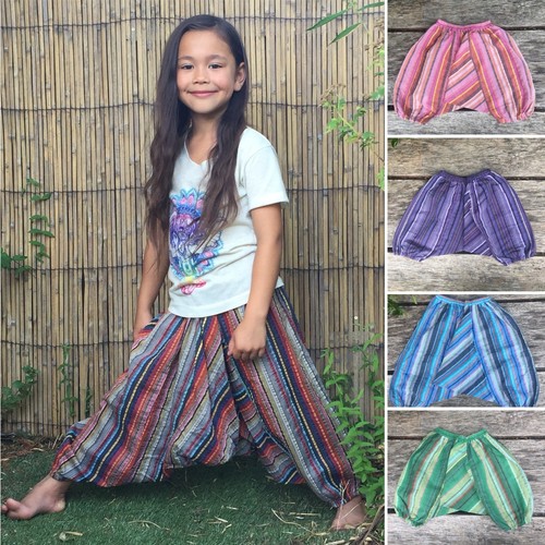 Girls boys stripey harem pants