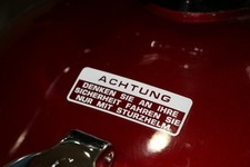 Honda CB 350 Four Tank Sticker Warning German Warnhinweiß Sticker Tank