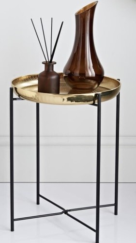 Gold metal side end tray - side, table