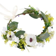 White flower crown headband - white,