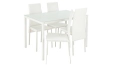 Lido White Dining Table & 4 White Chairs