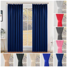 Thick Thermal Blackout Curtains Pencil Pleat Tape Top Energy Saver With Tie Back