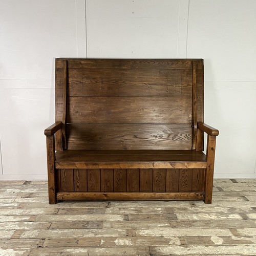 Antique pine monks bench - antique,
