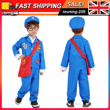 Kids Mailman Career Costume with Postman Hat Red Mail Bag Party Performance