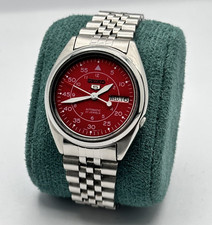 Seiko 5 Sports Military Automatic 21 Jewels Day/Date Jubilee SNKM Red Mens Watch