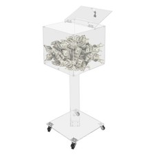 Suggestion Box with Lock and Key,  Floor Standing Donation Box with Wheels