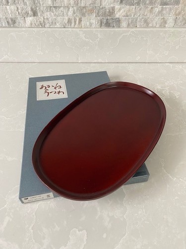 Japanese oval wooden - , lacquered