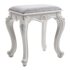 Vintage Dressing Table Stool Makeup Chair Piano Stool Girls Bedroom Grey