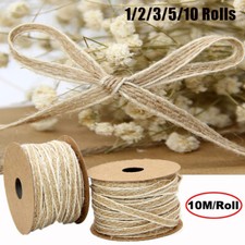 10M Natural Jute Burlap Hessian Rope Ribbon Bow Wedding Christmas Gift Wrapping