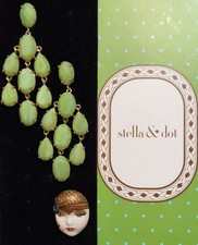 Stella & Dot Lilly Chandelier Earrings Green Acrylic  Faceted Beads Goldtone
