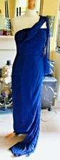 Marchesa Notte navy silk chiffon Grecian drape gown US 4