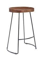Elm Home And Garden Solid Wood Dark Oak Finish Kitchen Breakfast Bar Stool 70cm