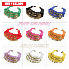 Chiffon Belly Dance Dancing Hip Scarf Wrap Belt Tribal Sash Skirt 128 Coins UK