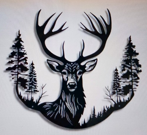 Stag head metal - stag, art