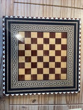 Handcrafted 40cm Marquetry Inlay Wood Chess Board Persian Style Border