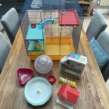 Hamster Bundle - 3 level large cage, house, ball, bedding, wheel, bottle, bowl