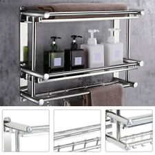 Towel Rail Holder Wall Mounted Heavey Duty Metal Bathroom Storage Organizer 60cm
