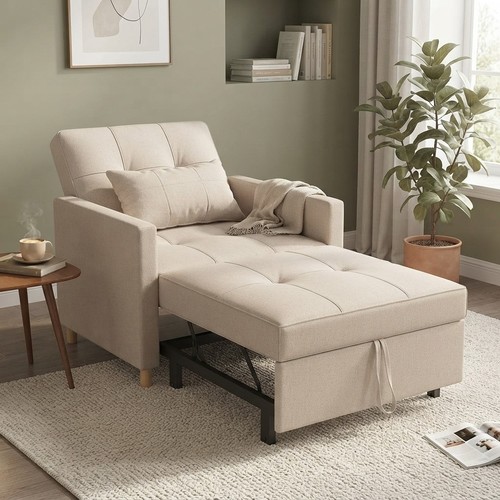 Compact beige reclining chair - compact,