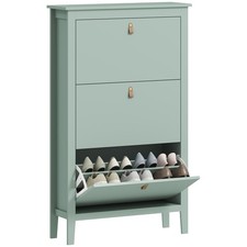 HOMCOM 3 Drawer Shoe Cabinet with Flip Doors for Hallway, Entryway, Green