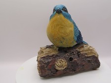 New Motion Sensor Activated Singing/Chirping Blue Bird On Log Garden Ornament