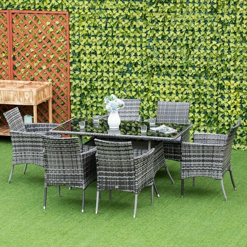 Grey rattan dining table - grey,