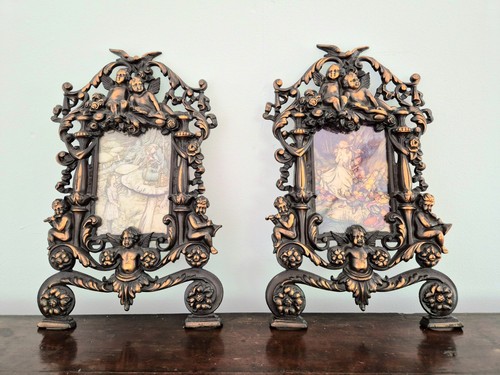 Pair large ornate cast - pair,
