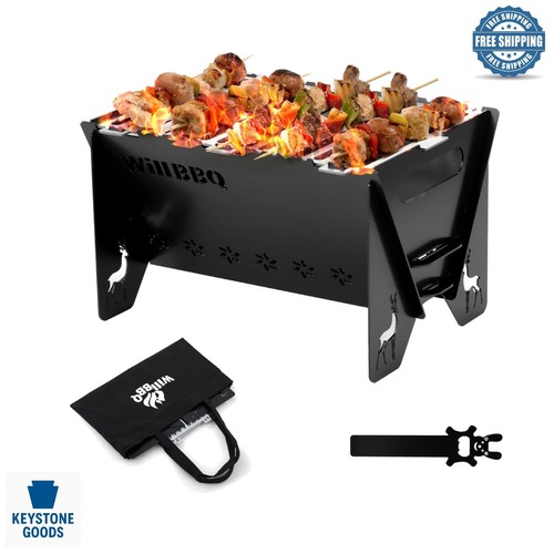 Portable charcoal grill - charcoal, fire