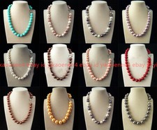 Rare Huge 12mm Round Genuine Multicolor South Sea Shell Pearl Necklace 18'' AAA