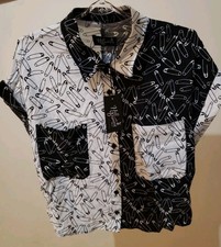 Hell Bunny Womens Safety Pin Shirt Size XL UK 16 - DEFECT 