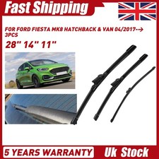 For Ford Fiesta Mk8 2017-> Front & Rear Windscreen Wiper Blades Set 28" 14" 11"
