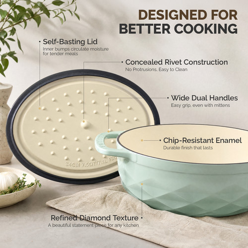 5qt oval enameled cast iron - oval,
