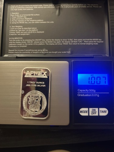 Apmex 1oz solid silver - 1oz, bar.999