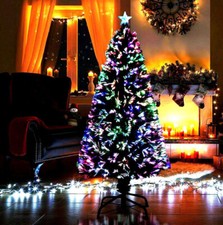Fibre Optic Christmas Tree Xmas Decoration Pre Lit Green Multi-Color Changing