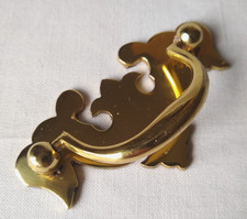 3" Solid Brass Plate Drawer Pull Handles, Bow Shape, Cabinets, Dressers, desks
