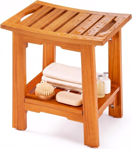 Wooden shower bench - wooden, 14"