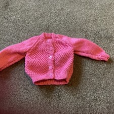 Hand Knitted Light Raspberry Pink Baby Cardigan (Age: Approx New Born)