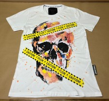 Philipp Plein Couture Switzerland Men's White T-Shirt  Skull Premium Small S VGC