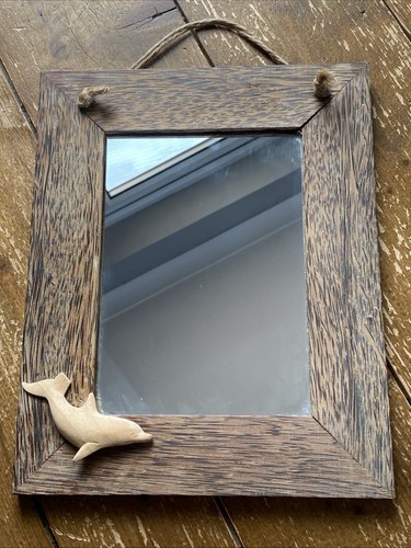 Rustic wooden mirror hanging - mirror,