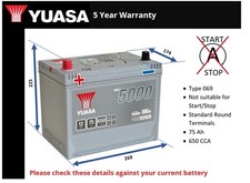 Car Battery YBX5069 Yuasa 069