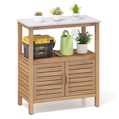 Outdoor potting bench - potting, acacia