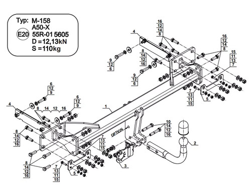 Swan neck tow - tow, bar