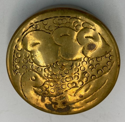 Antique brass powder compact - antique,