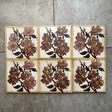 6 Vintage Ceramic Floral Tiles Decorative Splash back Wall Art 6” x 6”