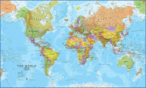 Map the world large - the, framed